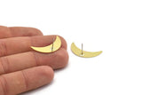 Brass Moon Earring, 4 Raw Brass Crescent Moon Shaped Stud Earrings (28x8x0.80mm) M03045 A5787