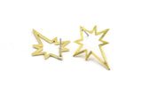 Brass North Star Earring, 4 Textured Raw Brass Pole Star Shaped Stud Earrings (27x22x0.80mm) M02548