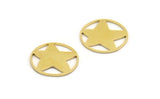 Brass Star Charm, 12 Raw Brass Star Charms, Charm Pendants (18x0.80mm) A5971