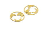 Brass Moon Charm, 12 Raw Brass Crescent Moon Charms With 1 Hole, Round Moon Charms (18x0.80mm) A5970