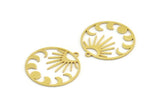 Brass Moon Charm, 8 Raw Brass Crescent Moon And Sun Shaped Charms With 1 Loop (29x27x0.80mm) A5977
