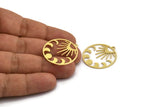 Brass Moon Charm, 8 Raw Brass Crescent Moon And Sun Shaped Charms With 1 Loop (29x27x0.80mm) A5977