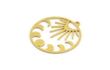 Brass Moon Charm, 8 Raw Brass Crescent Moon And Sun Shaped Charms With 1 Loop (29x27x0.80mm) A5977