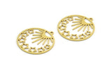 Brass Sun Charm, 8 Raw Brass Sun And Star Shaped Charms With 1 Loop (29x27x0.80mm) A5973