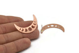 Copper Moon Earring, 4 Raw Copper Crescent Moon Stud Earrings (36x9x0.80mm) M01471 A5490
