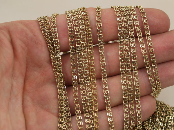 3 meters Faceted Raw Brass Soldered Chain (3mm) W6