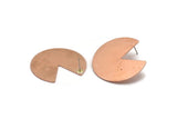 Copper Circle Earring, 2 Raw Copper Pizza Slice Stud Earrings (37x34x0.80mm) M254 A5485