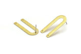Stud Earring, 6 Textured Raw Brass U Shaped Stud Earrings With 2 Holes (30x13x0.80mm) M169 A5579