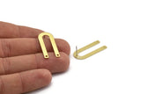 Stud Earring, 6 Textured Raw Brass U Shaped Stud Earrings With 2 Holes (30x13x0.80mm) M169 A5579