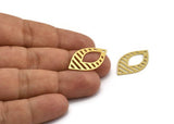 Brass Marquise Charm, 10 Raw Brass Oval Shaped Charms With 1 Hole (28x16x0.60mm) A5867