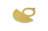 Semi Circle Charm, 6 Raw Brass Round Patterned Half Moon Shaped Charms With 1 Hole (30x28x0.80mm) A5869