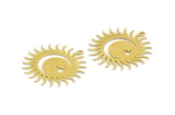 Brass Moon Charm, 6 Raw Brass Crescent Moon And Pole Star Shaped Charms With 1 Loop (32x31x0.60mm) A5953