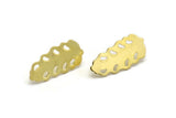 Brass Leaf Earring, 4 Raw Brass Leaf Stud Earrings (30x13x0.80mm) M01704 A5741