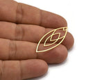 Brass Marquise Charm, 24 Raw Brass Marquise Charms, Earrings, Pendants (39x15x0.80mm) A5600