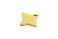 Brass Star Charm, 24 Raw Brass Star Charms With 1 Hole, Charm Pendants (14x10x1mm) A5593