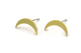 Brass Moon Earring, 12 Raw Brass Tiny Crescent Moon Shaped Stud Earrings, Earring Findings (13x3x1mm) A4963 A5981