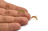 Brass Moon Earring, 12 Raw Brass Tiny Crescent Moon Shaped Stud Earrings, Earring Findings (13x3x1mm) A4963 A5981