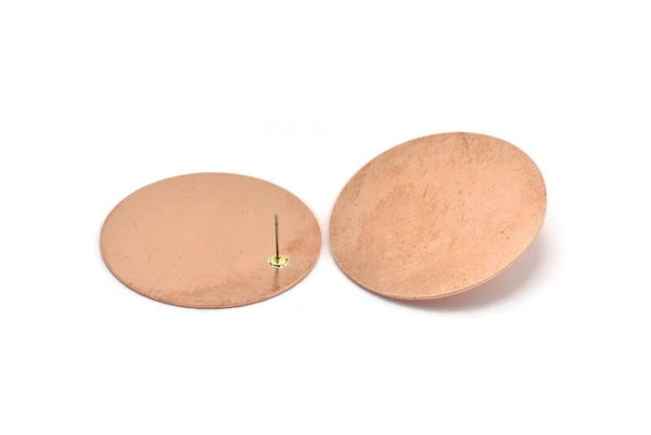 Copper Round Earring, 2 Raw Copper Round Stud Earrings (43x0.90mm) M537 A5517