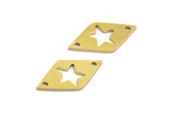 Pirinç Yıldız Tılsımı, 2 Delikli 24 Ham Pirinç Yıldız Tılsımı, Bağlantı Parçaları, Tılsım Kolye Uçları (21x11x0,80 mm) A5621