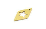 Brass Star Charm, 24 Raw Brass Star Charms With 1 Hole, Charm Pendants (21x11x0.80mm) A5598