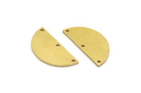 Semi Circle Charm, 8 Raw Brass Half Moon Charms With 3 Holes, Stamping Blanks (28x13x1mm) A5630