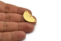 Semi Circle Charm, 8 Raw Brass Half Moon Charms With 3 Holes, Stamping Blanks (28x13x1mm) A5630