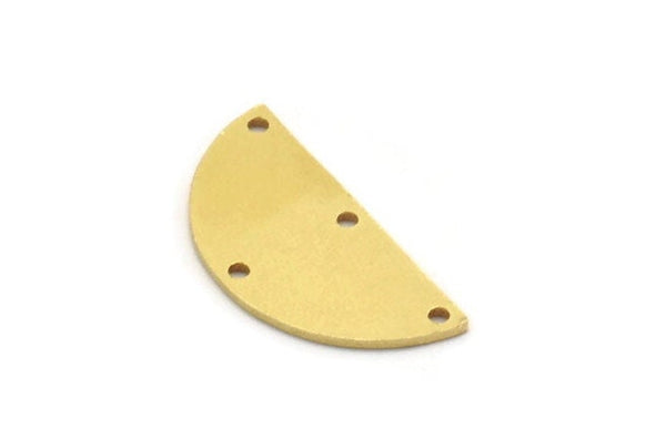 Semi Circle Charm, 8 Raw Brass Half Moon Charms With 4 Holes, Stamping Blanks (28x13x1mm) A5625