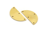 Semi Circle Charm, 8 Raw Brass Half Moon Charms With 4 Holes, Stamping Blanks (28x13x1mm) A5625