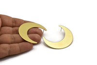 Brass Moon Earring, 2 Raw Brass Crescent Moon Stud Earring (50x15x0.90mm) M835 A5561