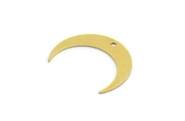 Brass Moon Charm, 12 Raw Brass Crescent Moon Charms With 1 Hole (21x5x0.60mm) A5934
