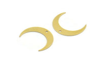 Brass Moon Charm, 12 Raw Brass Crescent Moon Charms With 1 Hole (21x5x0.60mm) A5934