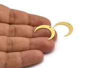 Brass Moon Charm, 12 Raw Brass Crescent Moon Charms With 1 Hole (21x5x0.60mm) A5934