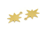 Brass Pole Star Charm, 24 Raw Brass, Brass Charms, Brass Pole Star Charms With 1 Loop (20x15x0.60mm) A5720