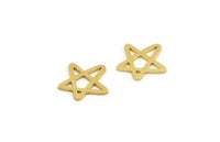 Brass Star Charm, 24 Raw Brass Star Charms, Charm Pendants (16x14x0.80mm) A5968