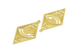 Brass Rhombus Charm, 8 Raw Brass Eye Patterned Rhombus Shaped Charms With 1 Loop, Findings (41x23x0.60mm) A5946