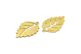 Brass Leaf Charm, 12 Raw Brass Leaf Charms With 1 Loop (26x17x0.60mm) A5854