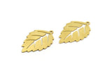 Brass Leaf Charm, 12 Raw Brass Leaf Charms With 1 Loop (26x17x0.60mm) A5854