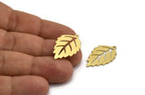 Brass Leaf Charm, 12 Raw Brass Leaf Charms With 1 Loop (26x17x0.60mm) A5854