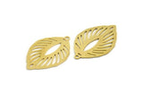 Brass Leaf Charm, 8 Raw Brass Leaf Charms With 1 Loop, Findings (30x19x0.60mm) A5852