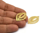 Brass Leaf Charm, 8 Raw Brass Leaf Charms With 1 Loop, Findings (30x19x0.60mm) A5852