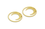 Brass Moon Charm, 12 Raw Brass Crescent Moon Charms With 1 Hole, Round Moon Charms (18x0.80mm) A5969