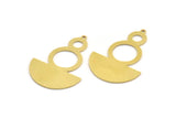 Semi Circle Charm, 4 Raw Brass Round Patterned Half Moon Shaped Charms With 1 Hole (41x28x0.80mm) A5864