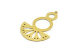 Semi Circle Charm, 4 Raw Brass Round Patterned Half Moon Shaped Charms With 1 Hole (41x28x0.80mm) A5863