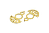 Semi Circle Charm, 4 Raw Brass Round Patterned Half Moon Shaped Charms With 1 Hole (41x28x0.80mm) A5863