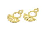 Semi Circle Charm, 4 Raw Brass Round Patterned Half Moon Shaped Charms With 1 Hole (41x28x0.80mm) A5863