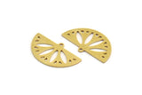 Semi Circle Charm, 8 Raw Brass Round Patterned Half Moon Shaped Charms With 1 Hole (16x28x0.80mm) A5860