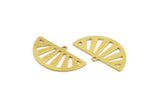 Semi Circle Charm, 8 Raw Brass Round Patterned Half Moon Shaped Charms With 1 Hole (16x28x0.80mm) A5859