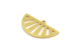 Semi Circle Charm, 8 Raw Brass Round Patterned Half Moon Shaped Charms With 1 Hole (16x28x0.80mm) A5859