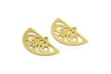 Semi Circle Charm, 8 Raw Brass Round Patterned Half Moon Shaped Charms With 1 Hole (16x28x0.80mm) A5855