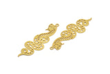Brass Snake Charm, 8 Raw Brass Snake Pendants With 1 Loop, Charms, Findings (50x15x0.60mm) A5762